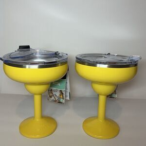 Pair of Orca RITA 13 oz. Sunflower Yellow Margarita Insulated Cocktail Glasses!